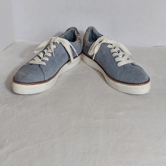 Liebeskind Berlin Gray Blue Suede Sneakers Snake Cuff Lace Up Pointed Toes - Picture 7 of 15